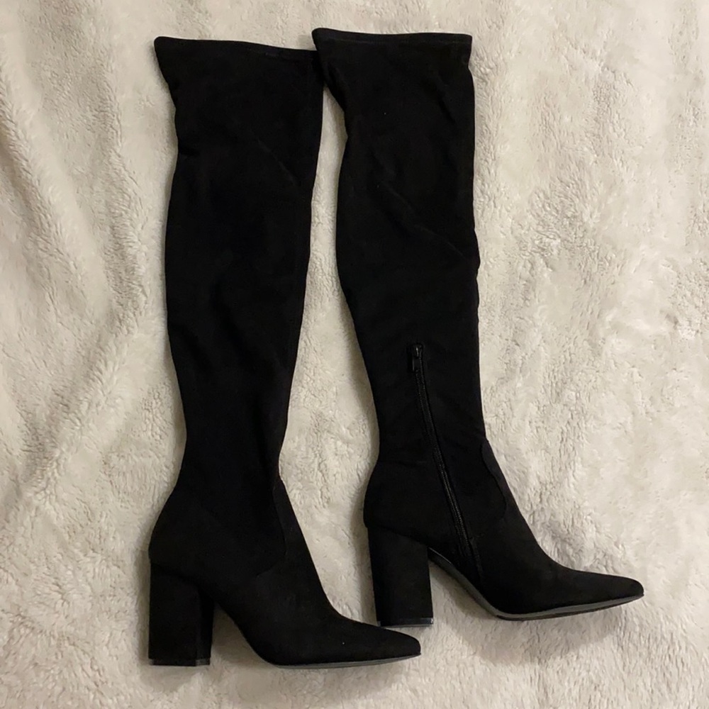 NWOT Steve Madden Over The Knee Black Suede Boots